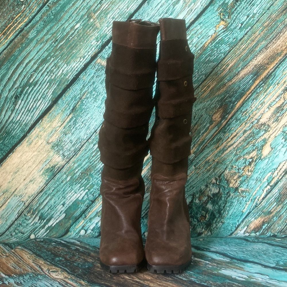 Women's Brown High-Heel Knee Boot - Picture 2 of 5